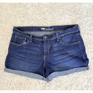 Old Navy Womens Boyfriend Cuffed Denim Shorts Size 12 Dark Wash EUC